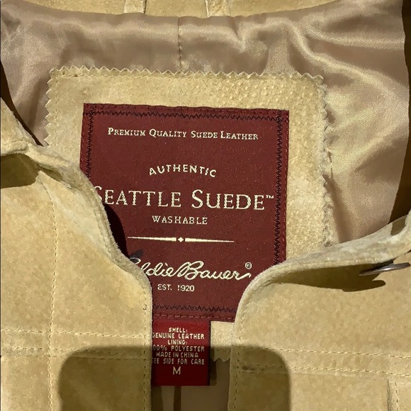 Soft Suede Eddie Bauer light Tan Jean jacket - Picture 2 of 3